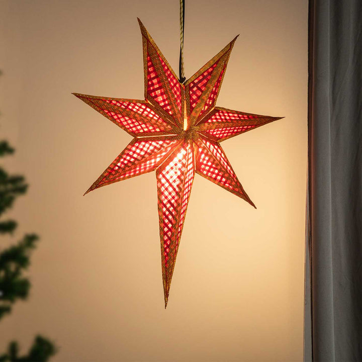 Foldable Handmade Bamboo Hope Red Christmas Star