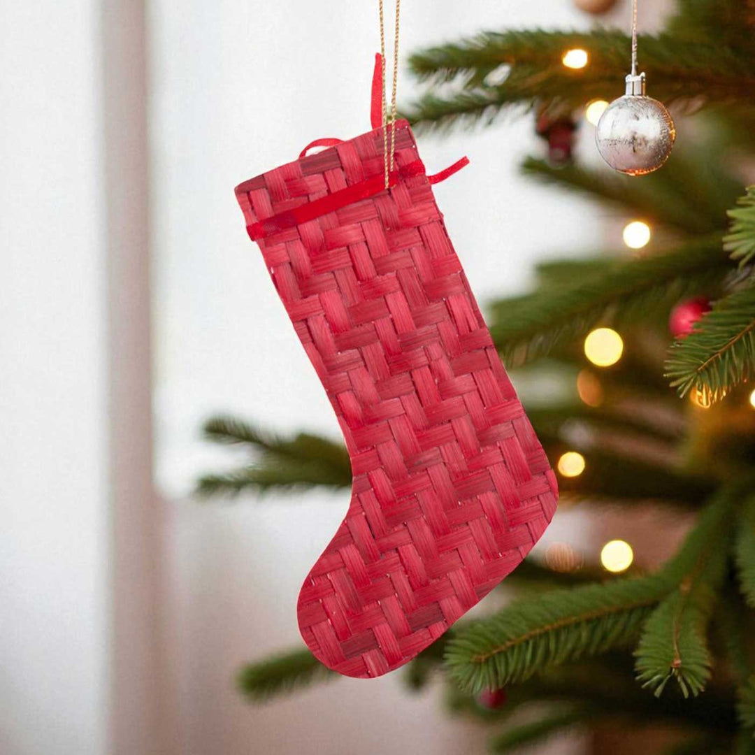 Handmade Bamboo Stocking Hanging Christmas Ornaments