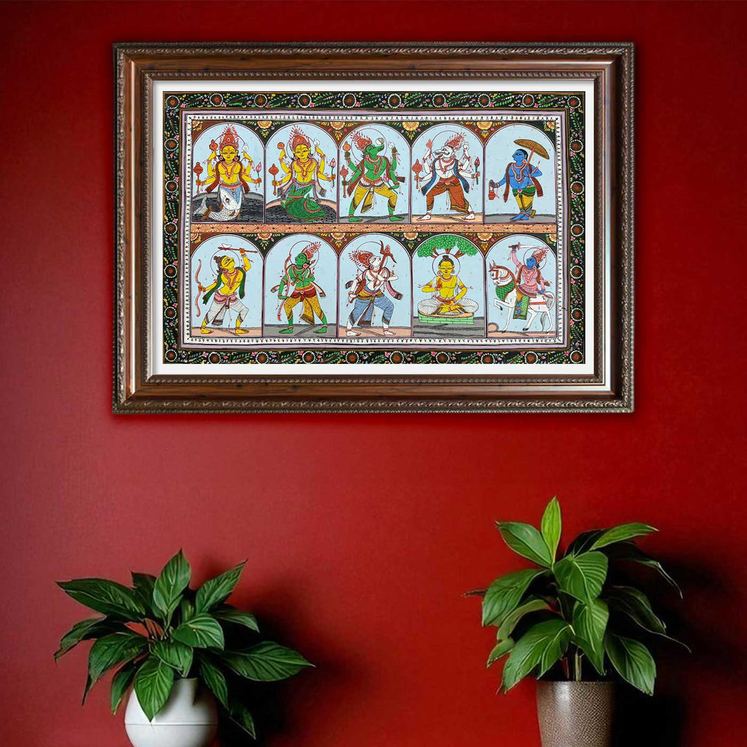 18 X 30 Inch | Handmade Canvas Dashavataar Painting