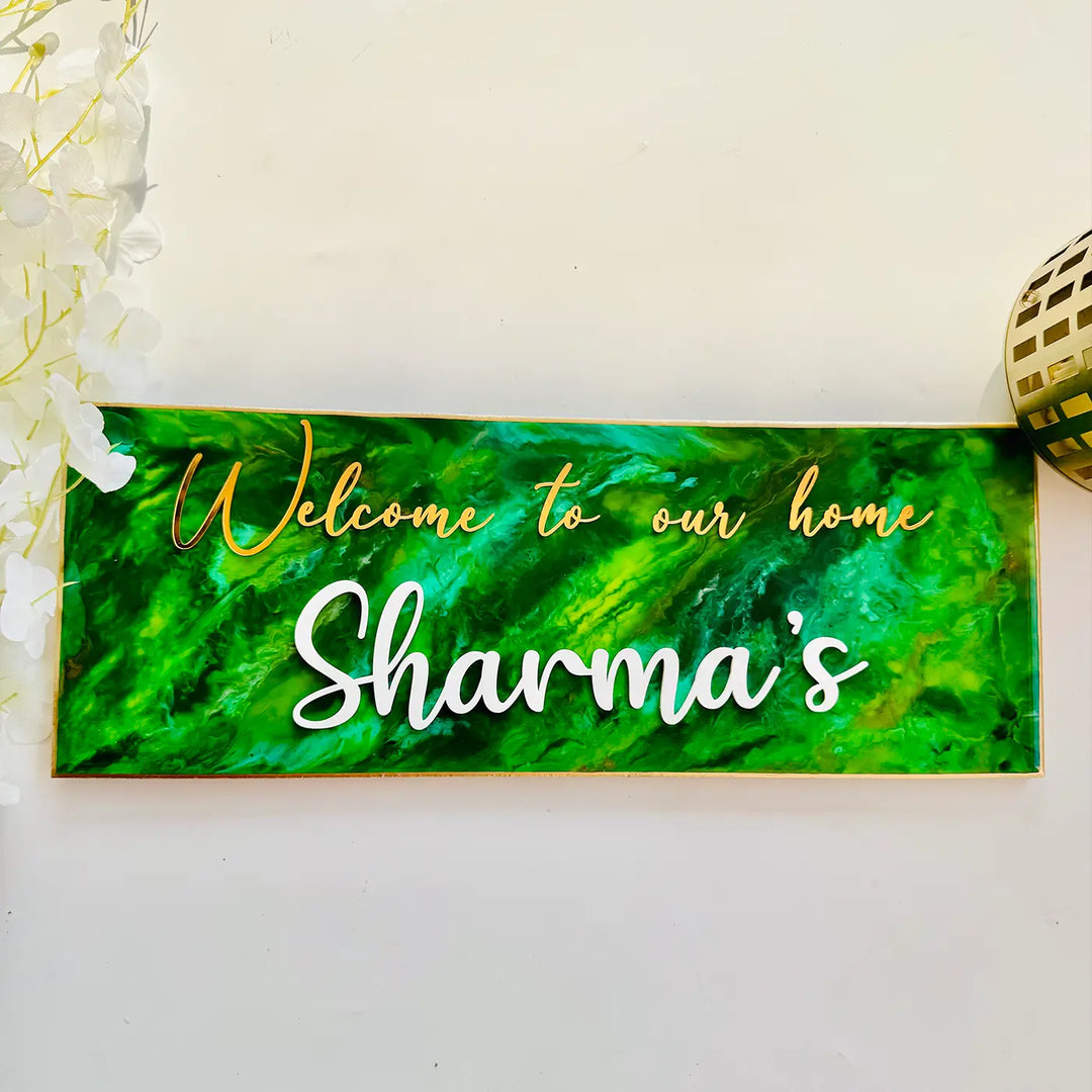 Personalized Green & Gold Resin Name Plate
