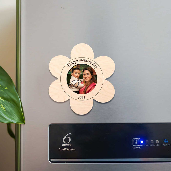Photo Personalized Printed Flower Shaped Wooden Fridge Magnet For Mothers