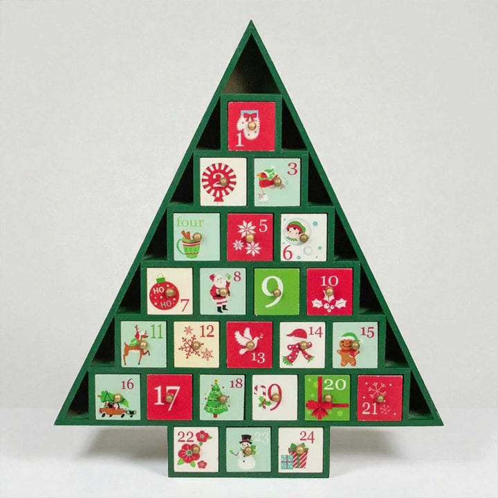 Handmade Wooden Green Tree Of Treasure Advent Calendar