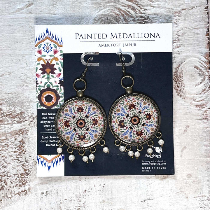 Amer Fort Ganesh Pol Medallion Metal Earrings