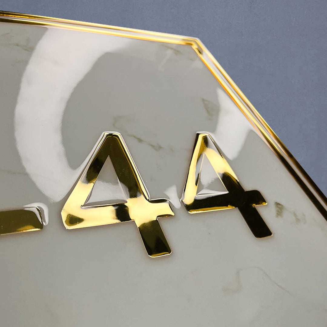 Personalized White And Gold Wave Textured Resin Name Plate