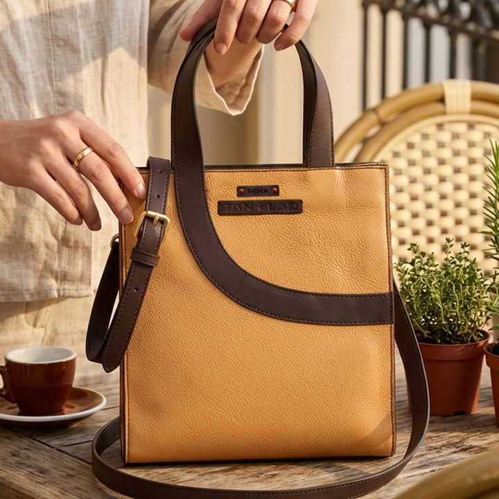 Personalized Orange Little Monica Leather Handbag With Sling