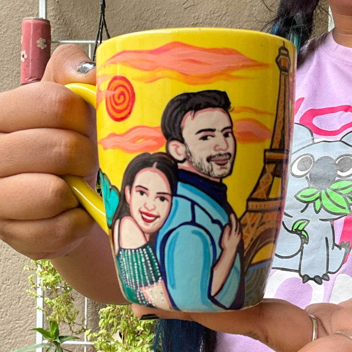 Photo Personalized Hand-Painted Pop Art Illustrated Caricature Mug | 300 ML