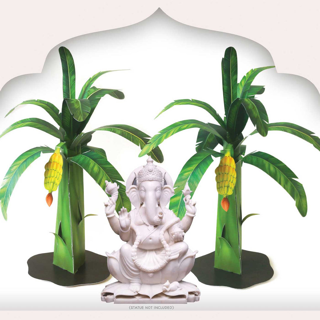 Handmade Printed Banana Trees Paper DIY Decorative Plaque | Set Of 2
