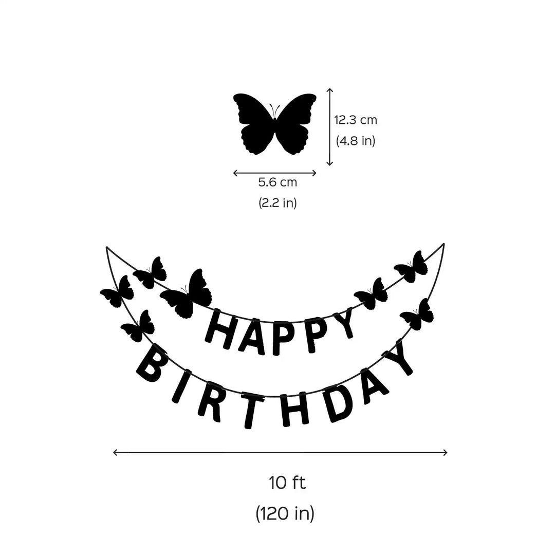 Golden Butterflies Design Paper Bunting