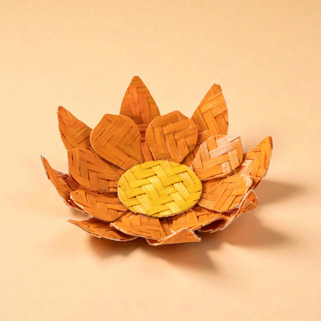 Lotus Eco-Friendly Handmade Woven Bamboo Tealight Holder