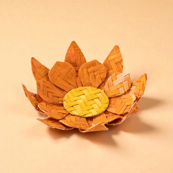 Lotus Eco-Friendly Handmade Woven Bamboo Tealight Holder