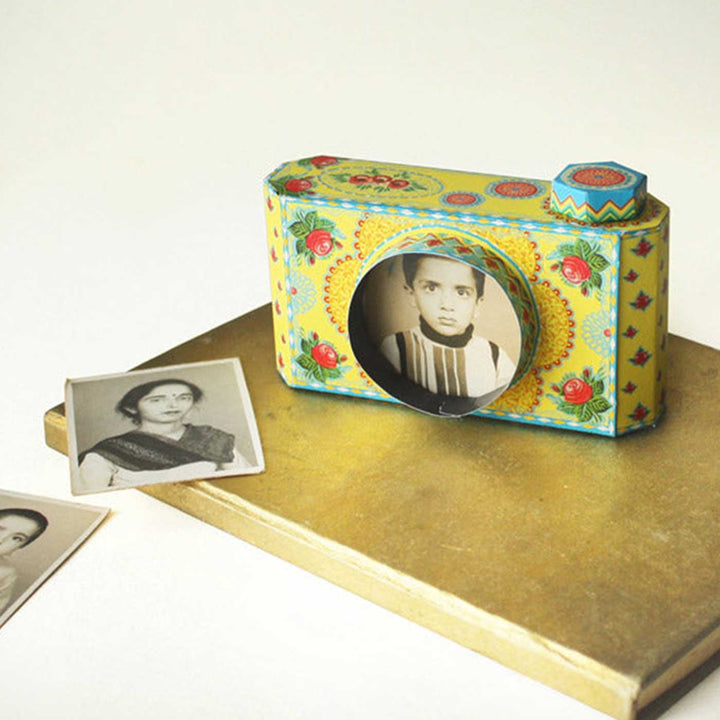 Handmade Printed Yellow Mini Camera Design DIY Paper Photo Frame