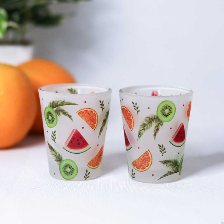 Delicate Print Frosted Shot Glasses I Set of 4