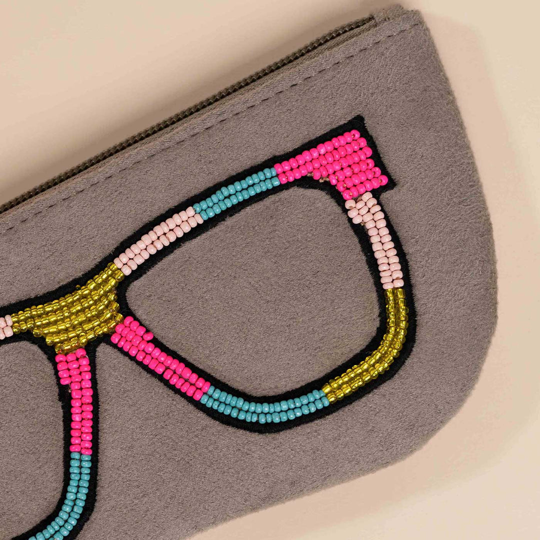 Handmade Embroidered Grey Color Sunglass Cover