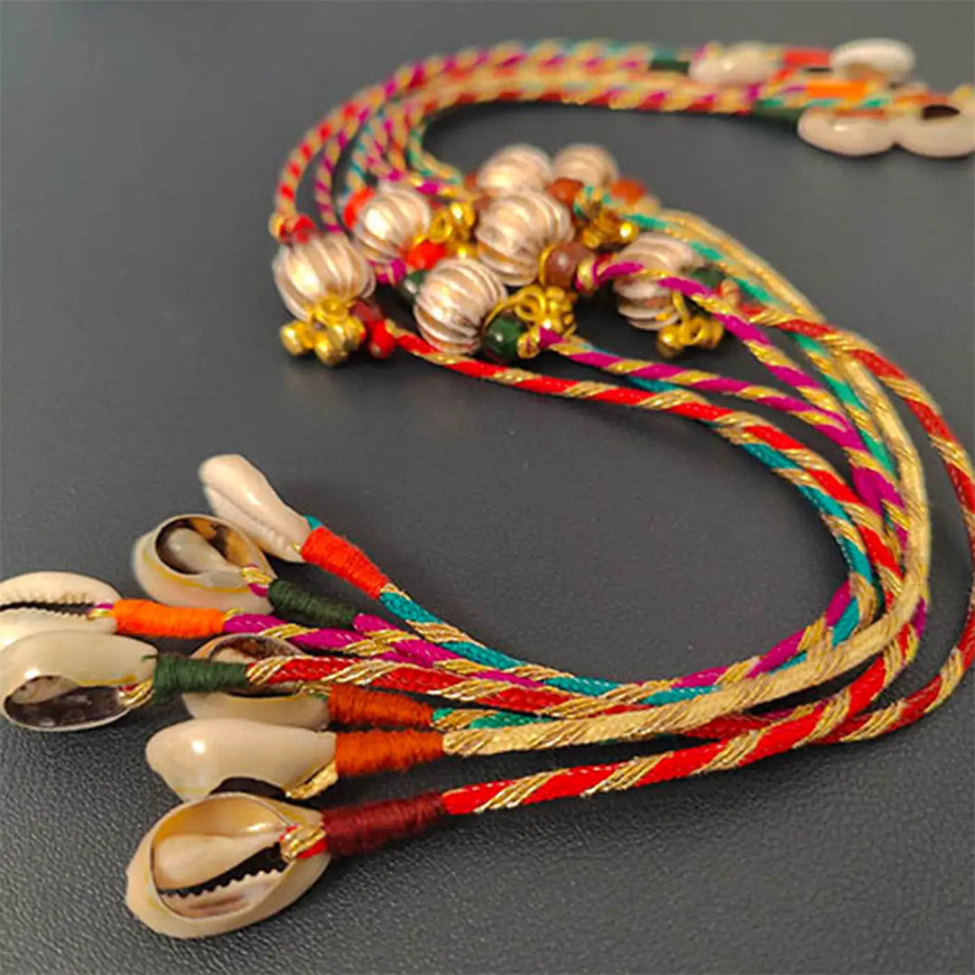 Handmade Beaded Gota Pati Rakhi With Roli Chawal | Set Of 7