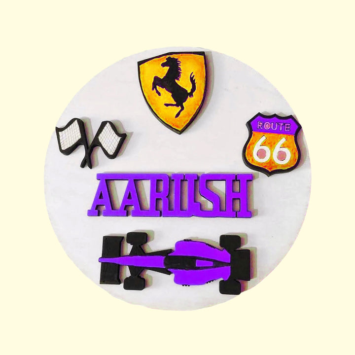 Racing Cars Theme Kids Nameplate