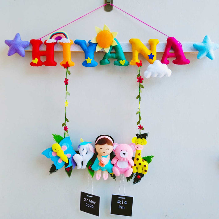 Personalized Girls Unicorn & Jungle Theme Felt Kids Name Plate