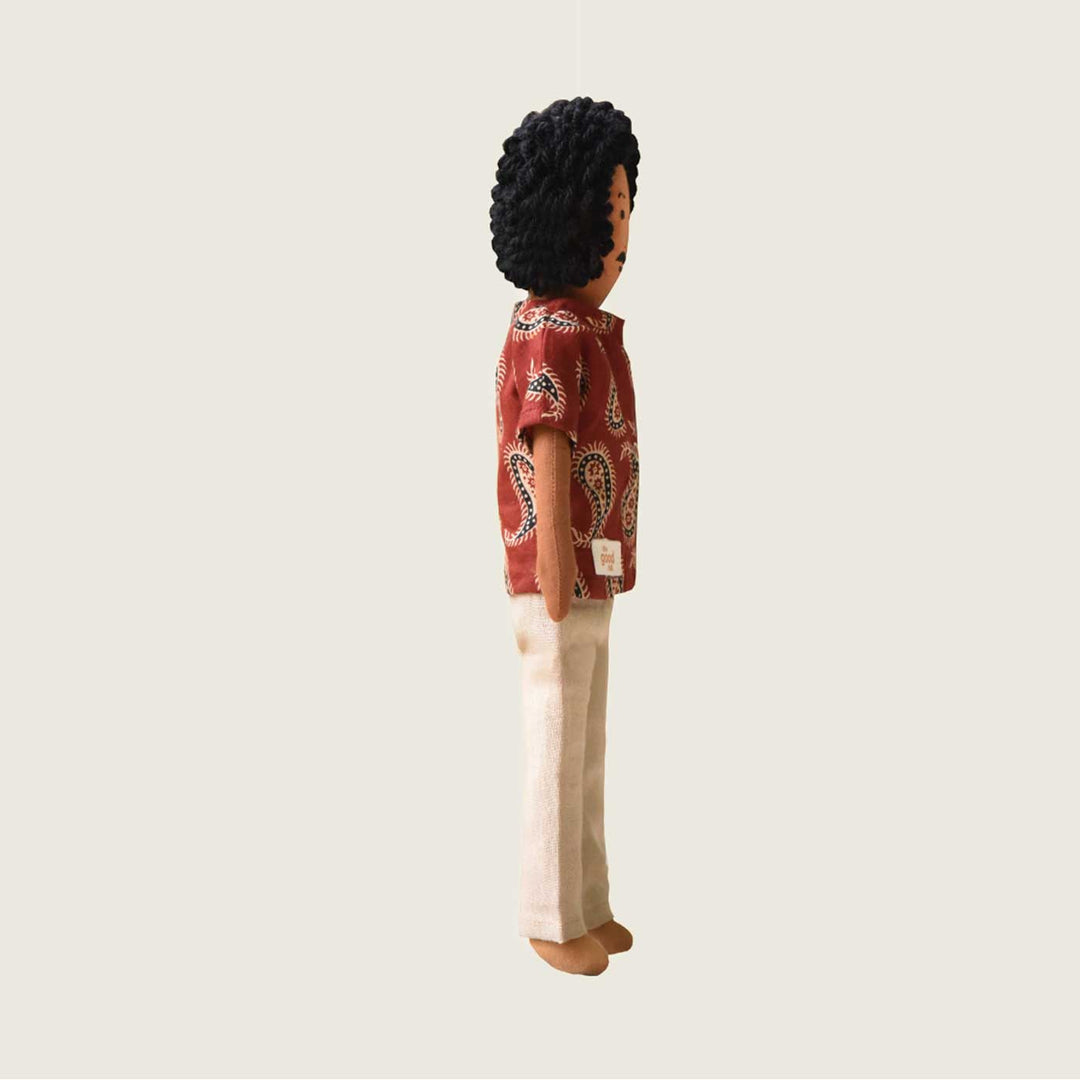Nilah's Appa (Father) In Maroon Shirt | Soft Hand-Stitched Sustainable Indian Play Doll