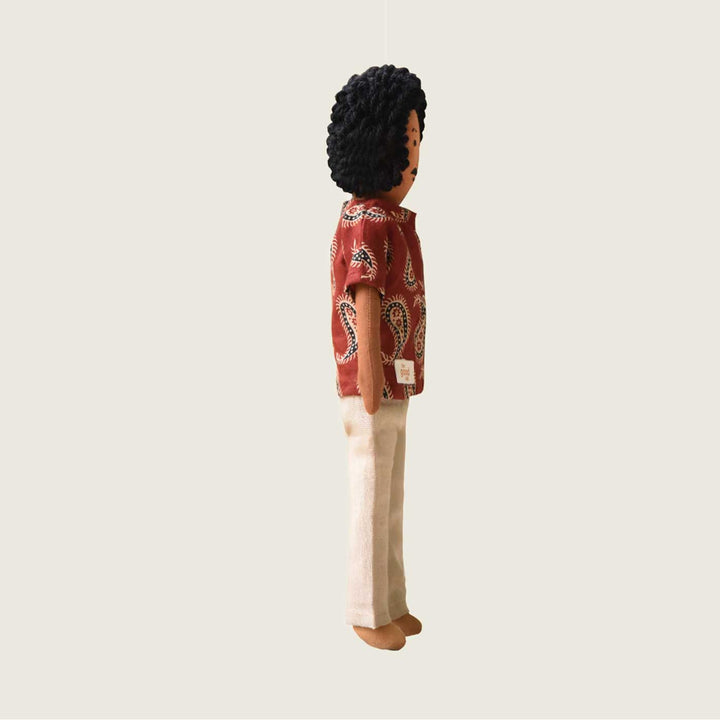 Nilah's Appa (Father) In Maroon Shirt | Soft Hand-Stitched Sustainable Indian Play Doll