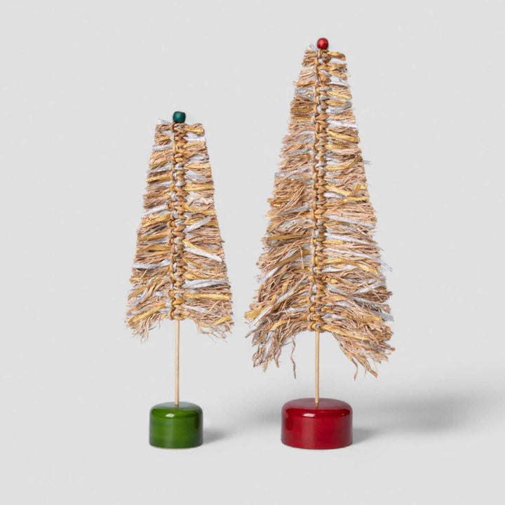 Handmade Banana Bark And Bamboo Frill Tree Christmas Ornaments
