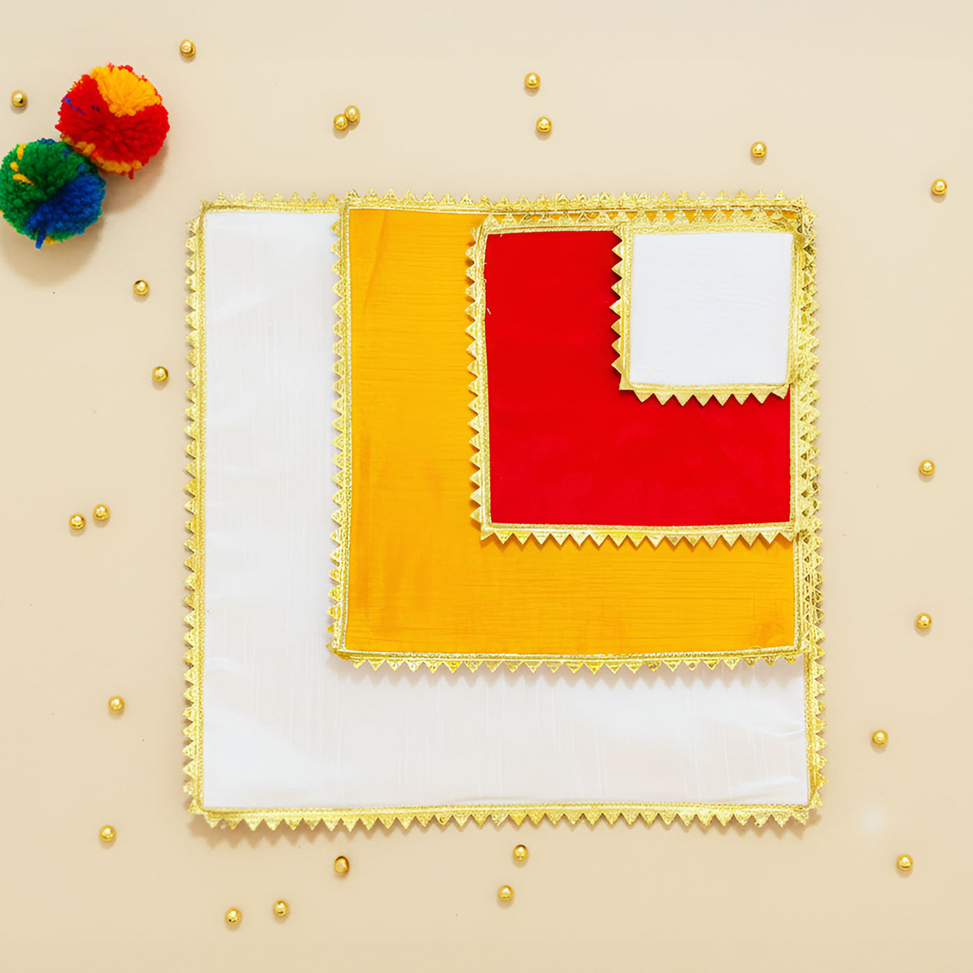 Buy Handmade Square Raw Silk Pooja Asan/Rangoli Mat | Set Of 4 Online ...