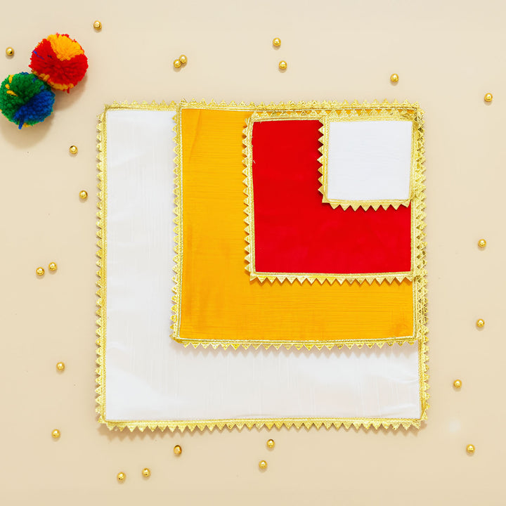 Handmade Square Raw Silk Pooja Asan/Rangoli Mat | Set Of 4