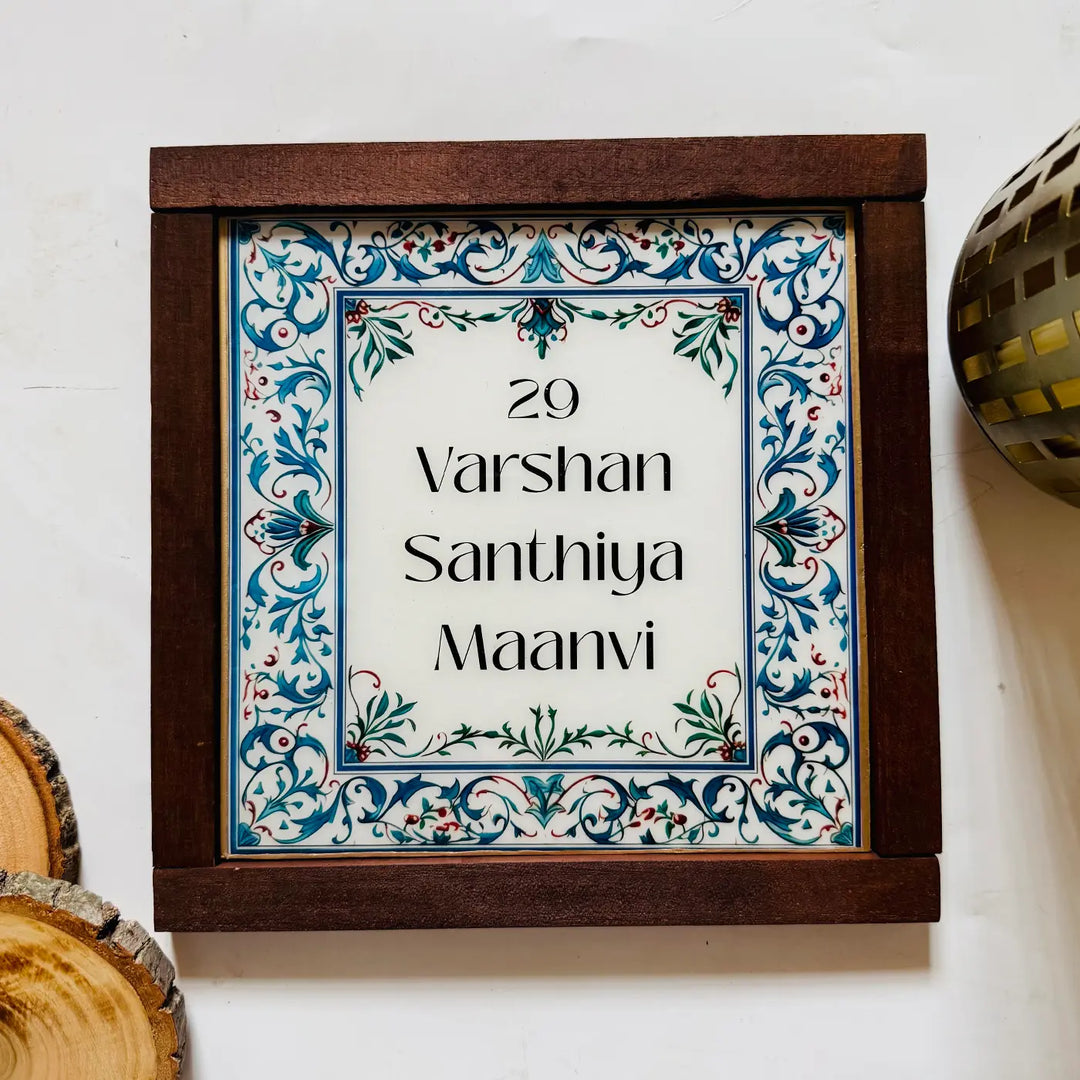 Personalized Blue & White Vintage Resin Name Plate