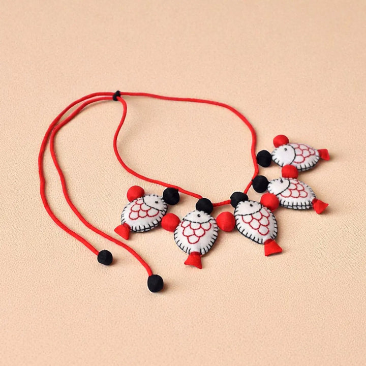 Handmade Textile Art Fish Design Dupion Silk Fabric Necklace