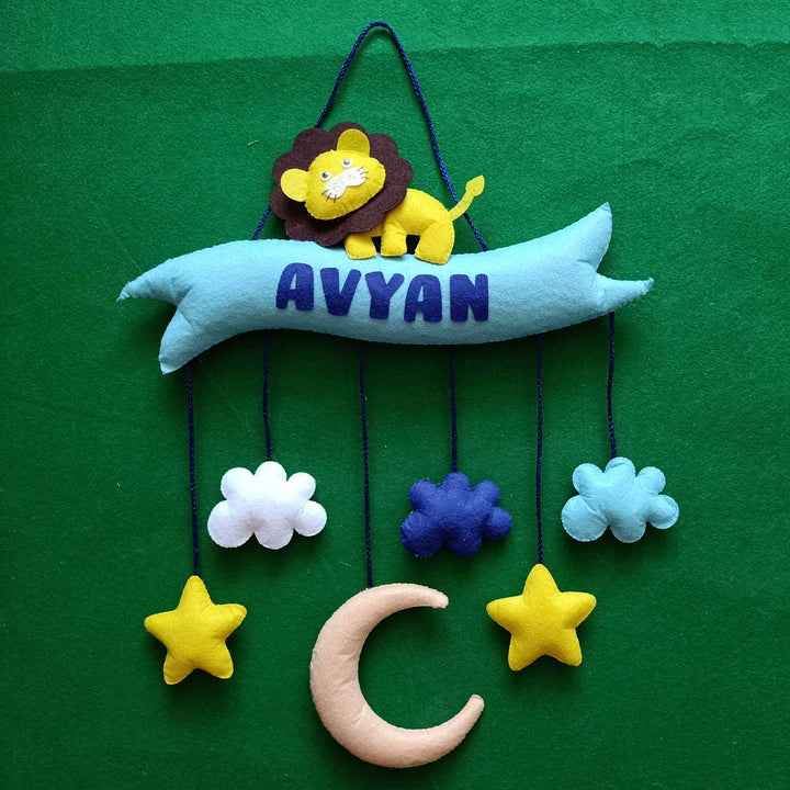 Personalized Handmade Lion Theme Felt Kids Name Plate