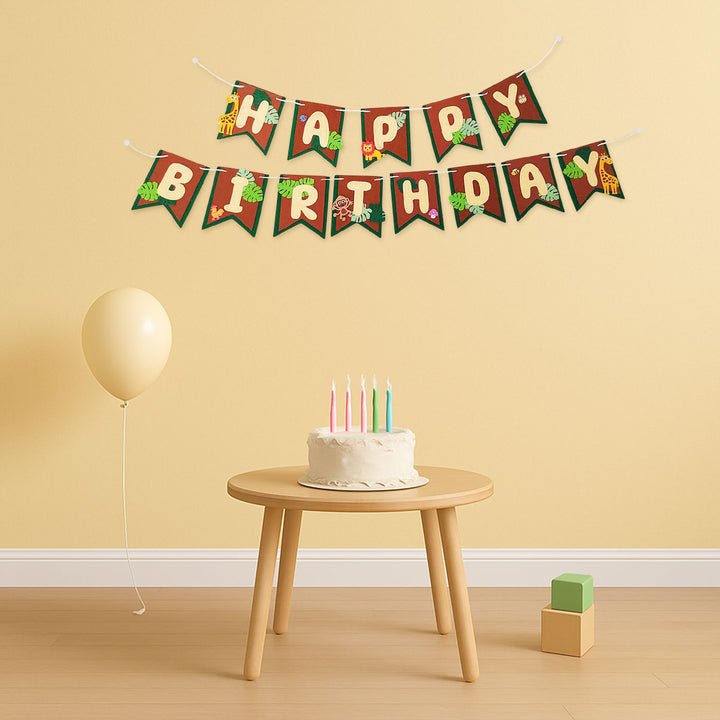 Handmade Jungle Safari Theme Felt Happy Birthday Banner