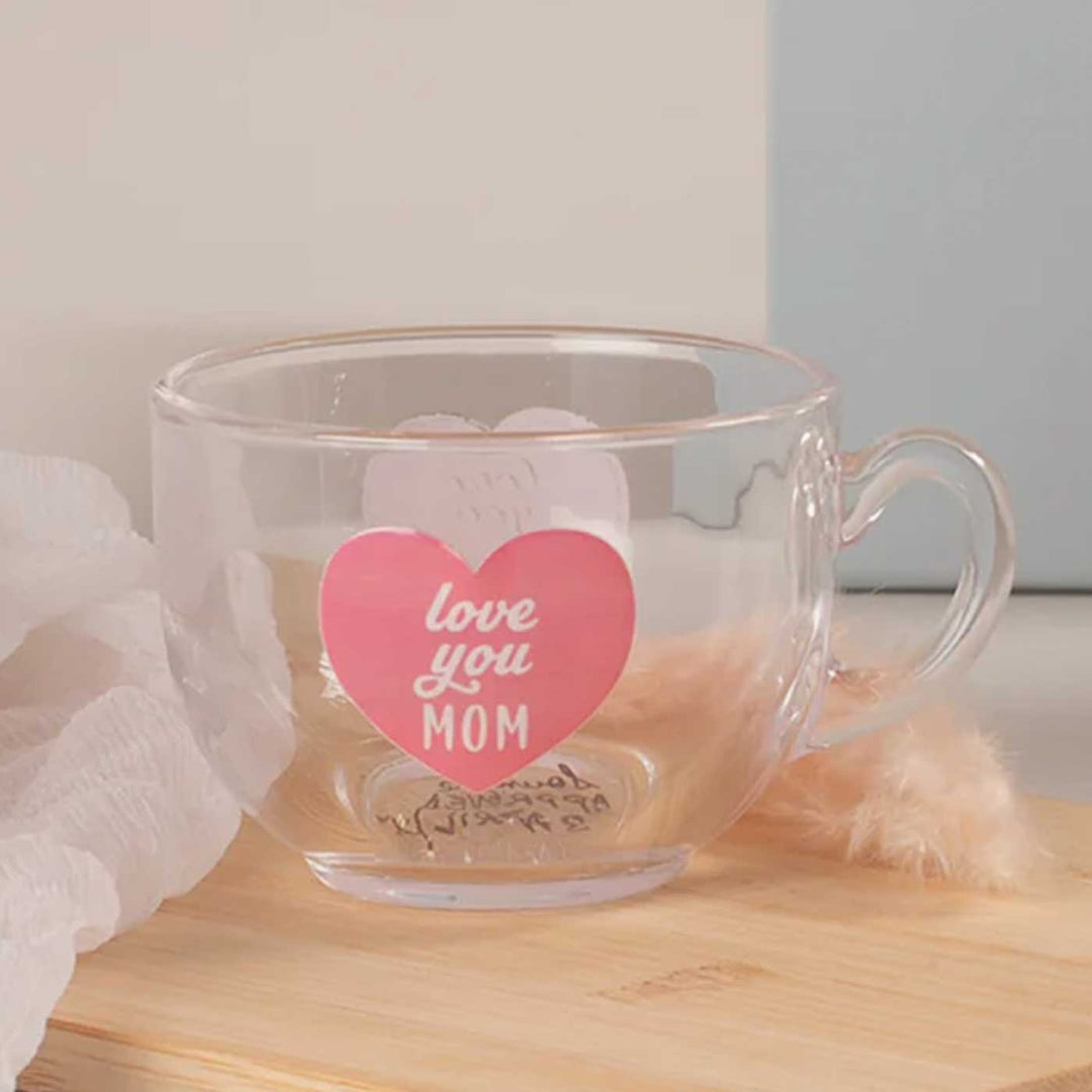 Photo Personalized Celebrating Mom’s Love Gift Hamper | Includes 1 Perfume, 4 Heart-Shaped Baked Cookies, 1 “Love You Mom” Glass Tea Cup, 1 Mother’s Day Card, 1 Chamomile Tea Glass Tube, 1 All Things Nice Gift Box