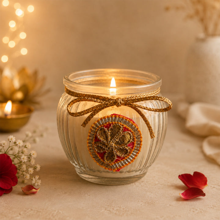 Green Harvest Celebration Diwali Gift Hamper With Mug, Almonds And Candle For Festive Gifting