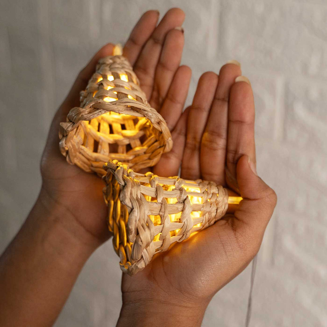 3m, 13 Bulbs | Handmade Banana Bark Bell Fairy Lights