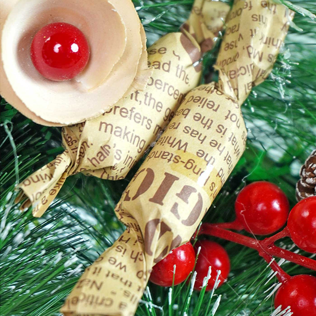 Vintage Chocolates With Pinecones & Mushroom Buds Wreath For Christmas Wall Decoration