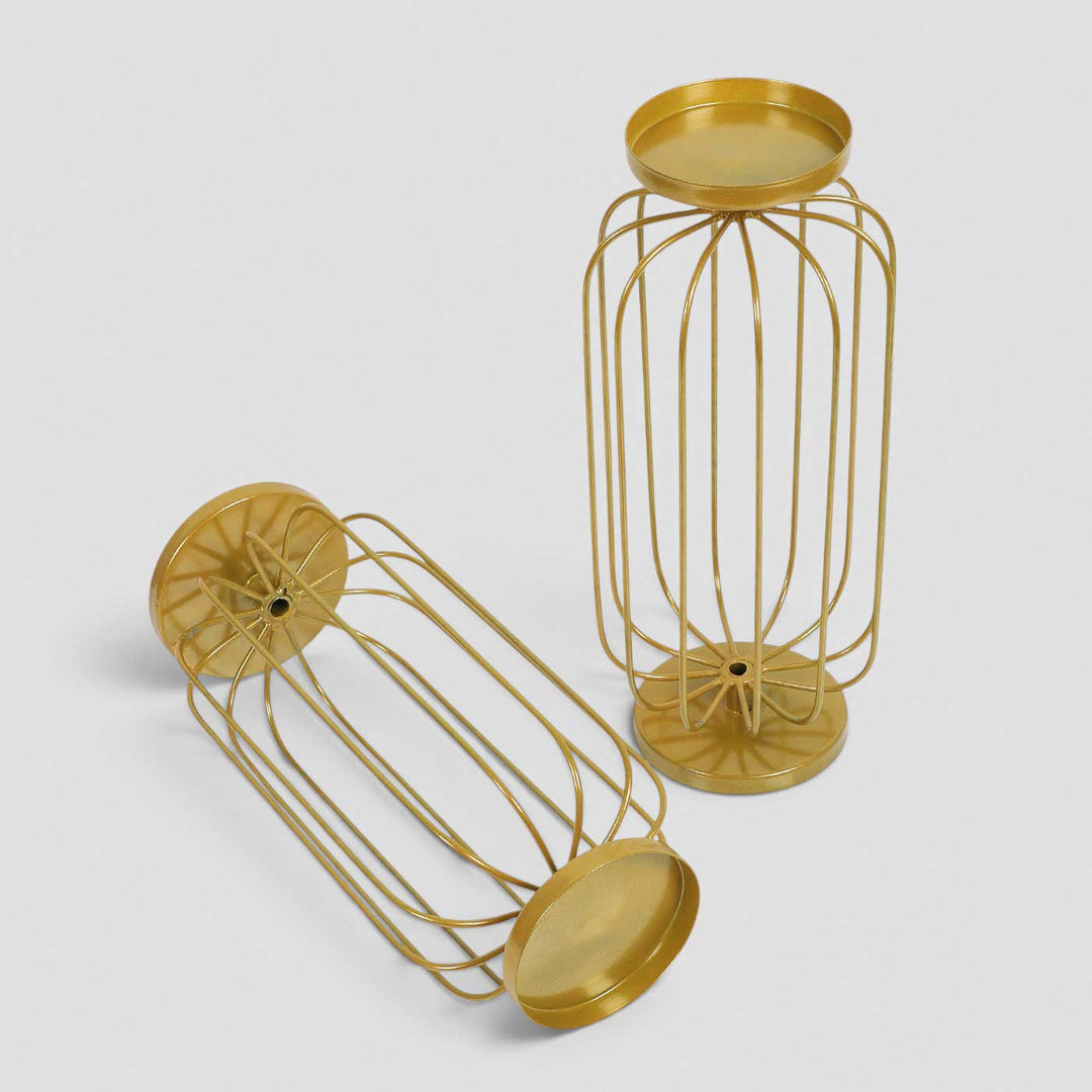Set of 2 | Handmade Wired Oval Metal Tealight Holders For Festive Decor