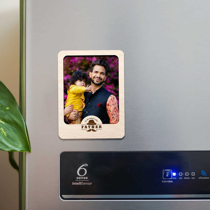 Photo Personalized Printed Fathers Day Theme Wooden Fridge Magnet For Fathers | Set Of 3