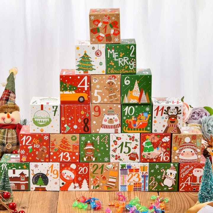 Handmade Paper Christmas Advent Calendar | 24 Gift Boxes