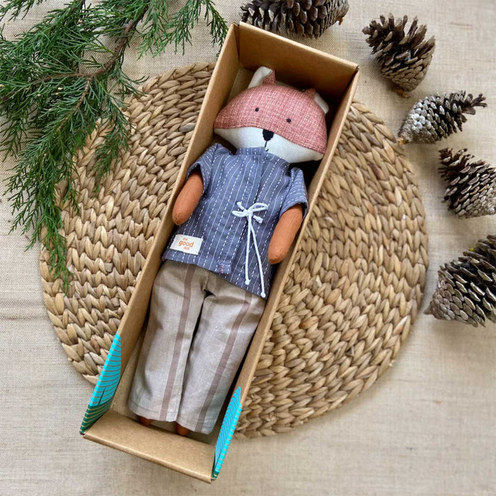 Nilah's (Fox Friend) Nari In Shirt & Pant | Soft Hand-Stitched Sustainable Indian Play Doll