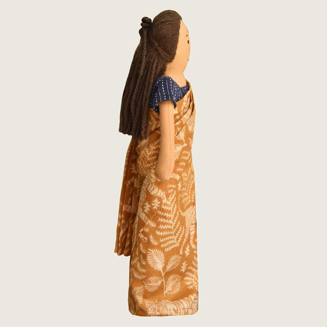 Nilah's Amma (Mother) In Beige Saree | Soft Hand-Stitched Sustainable Indian Play Doll