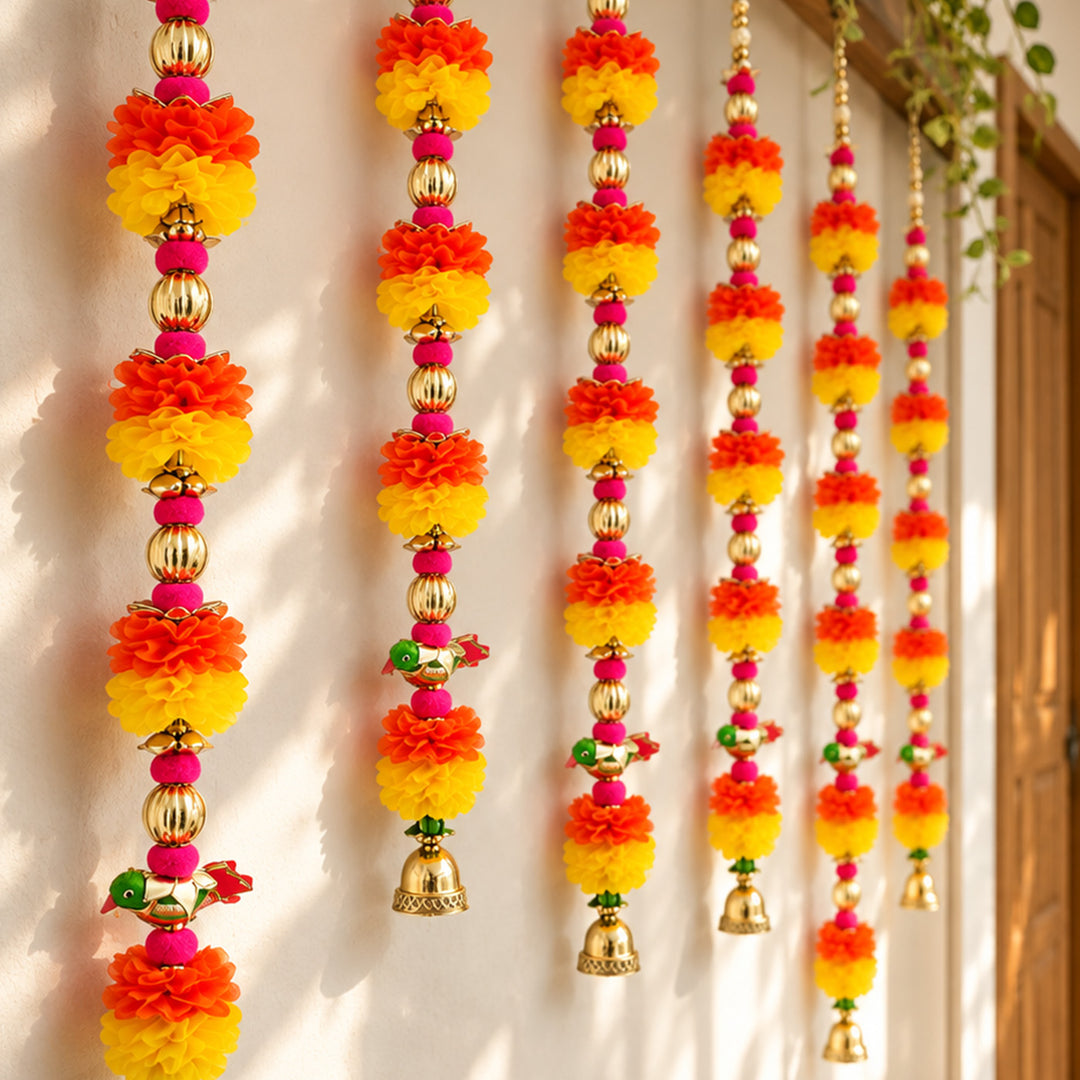 Handmade Yellow & Orange Floral Parrot Hanging