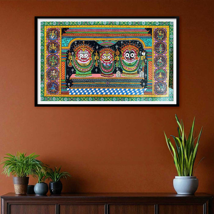 36 X 24 Inch | Handmade Canvas Golden Incarnation Of Lord Jagannath Painting