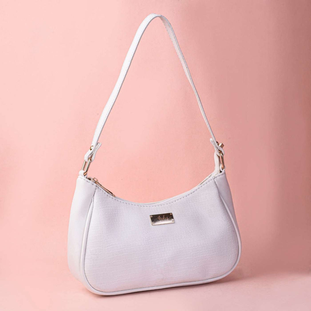 Snow White Vegan Leather Baguette Bag