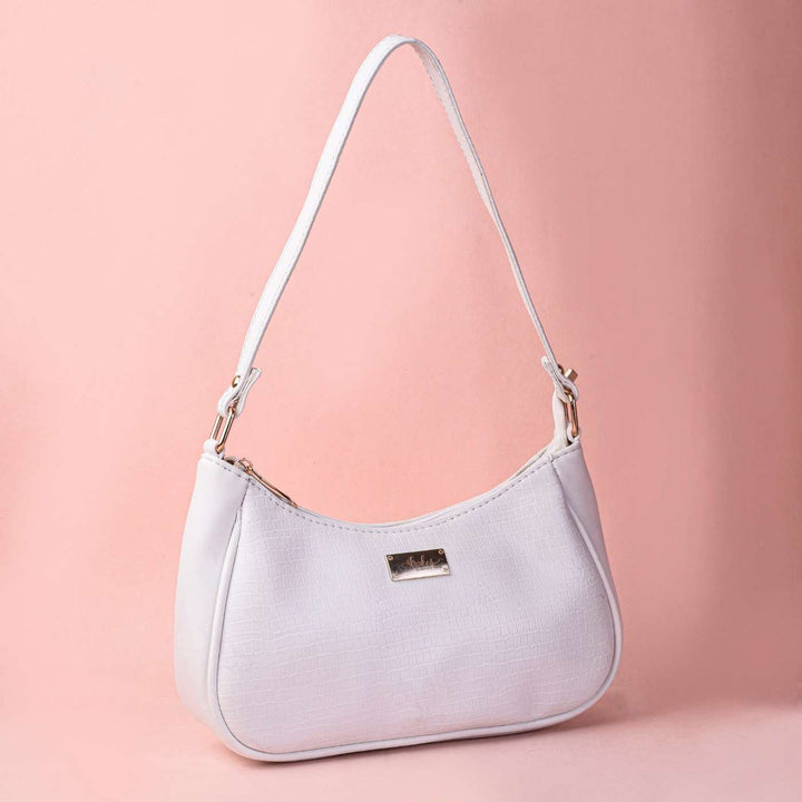 Snow White Vegan Leather Baguette Bag