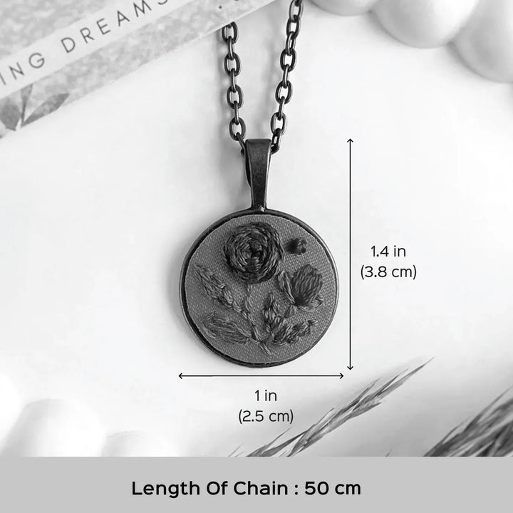 Hand Embroidered Mustard Meadow Antique Finish Necklace