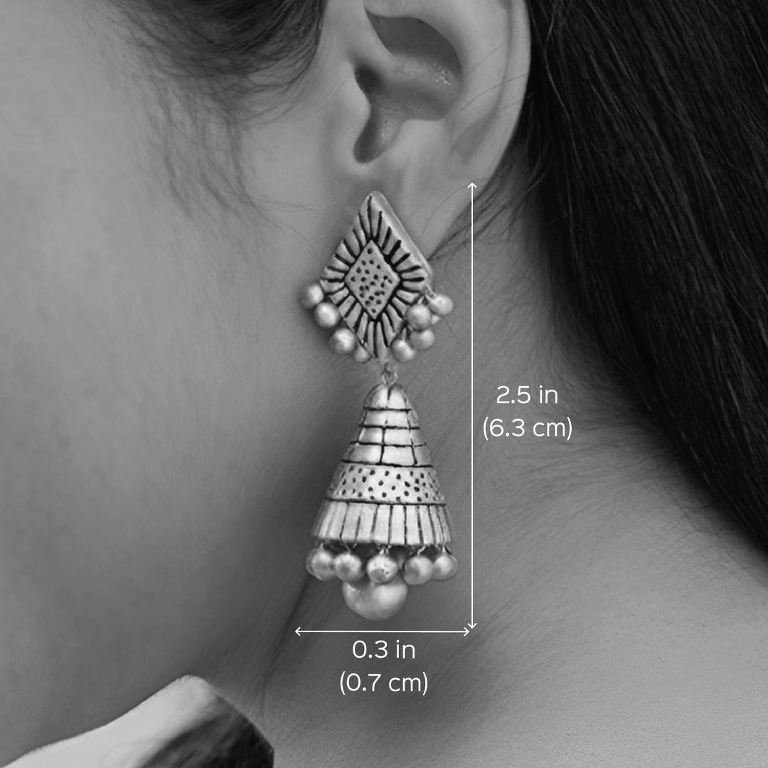 Handmade Festive Cone Terracotta Earrings