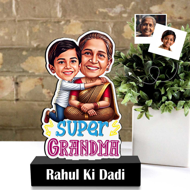 Photo Personalized "Super Grandma" MDF Wood Caricature Cutout