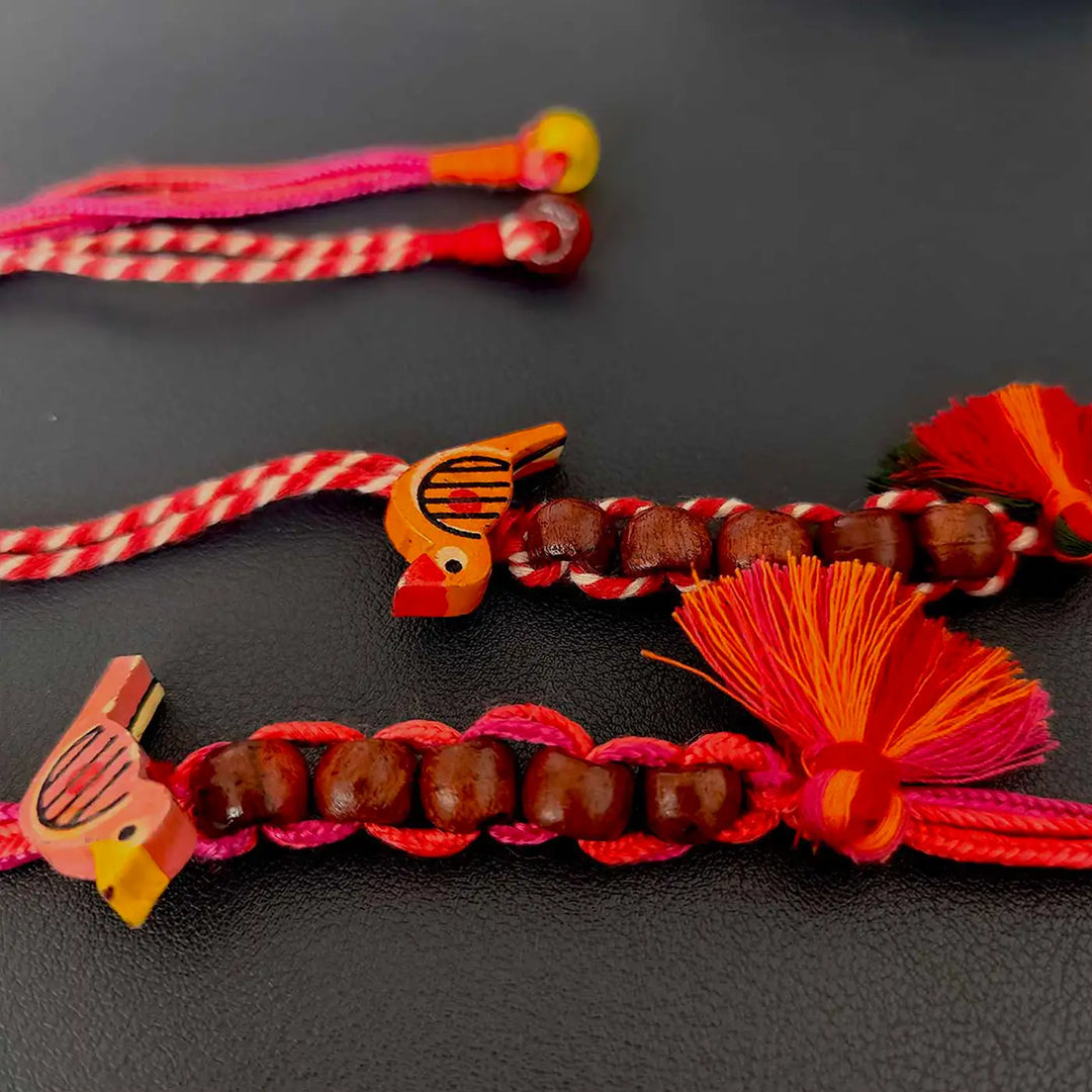 Handmade Beaded Bird Rakhi With Roli Chawal | Set Of 2