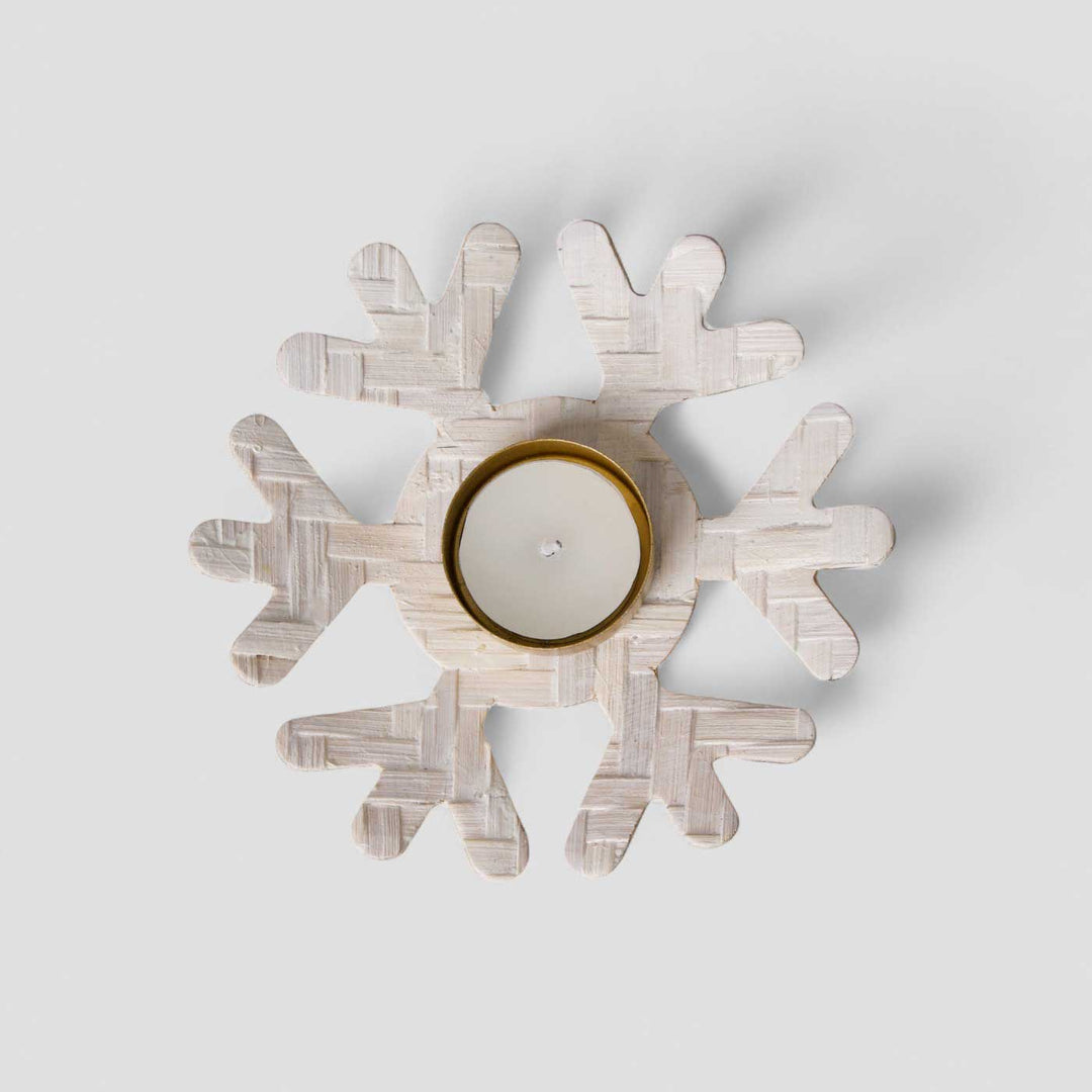Handmade Bamboo Frost Tea Light Holder | Set Of 2