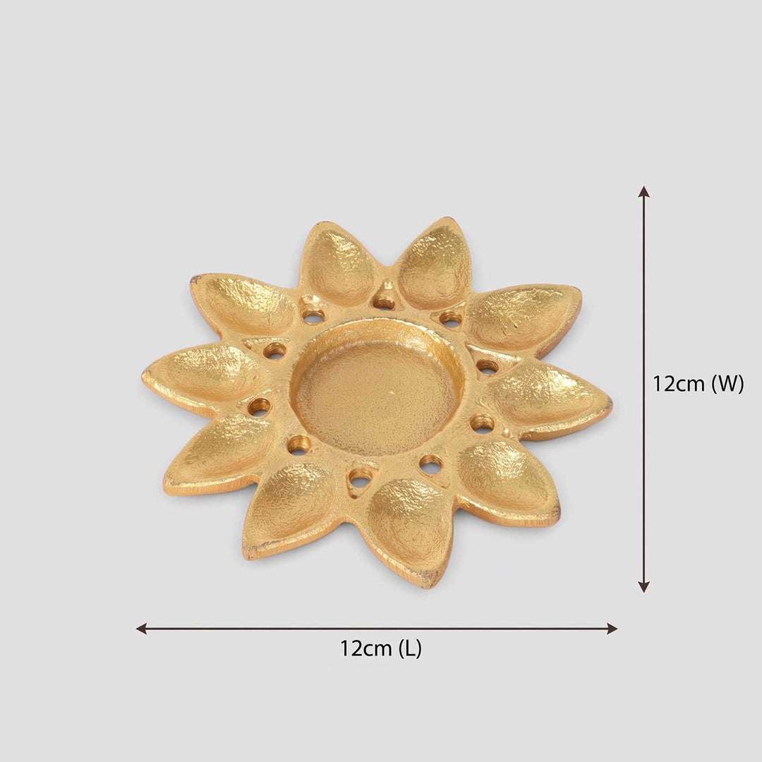 Handmade Flower Aluminium Tealight Holder For Festive Decor