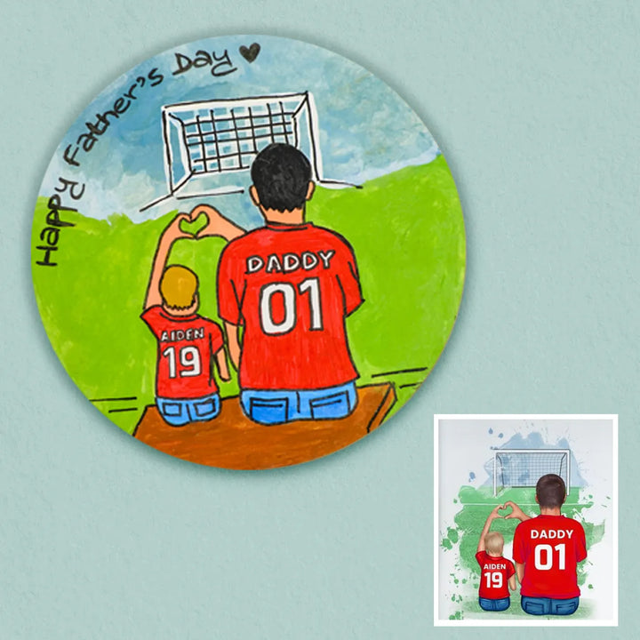 Photo Personalized Hand-Painted Football Dad Theme MDF Wood Fridge Magnet