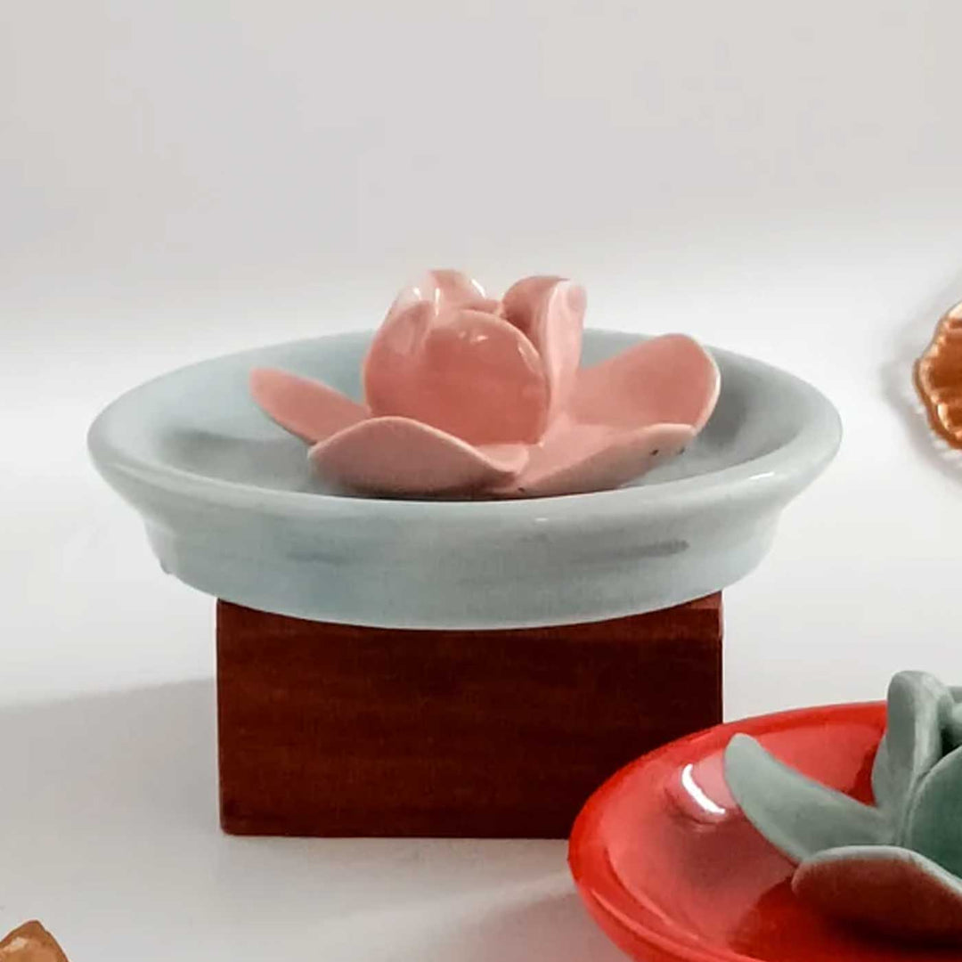 Handmade Rose Bliss Ceramic Incense Stick Holder